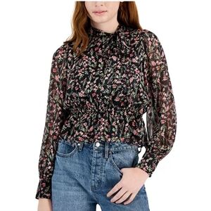 Lucy ParisWomen's Renee Printed Tie-Neck Long-Sleeve Top NWT $68